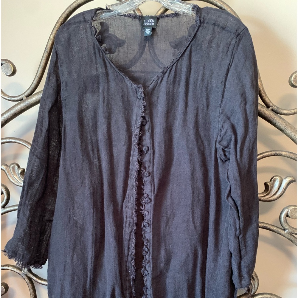Eileen Fisher extra large black linen cover up